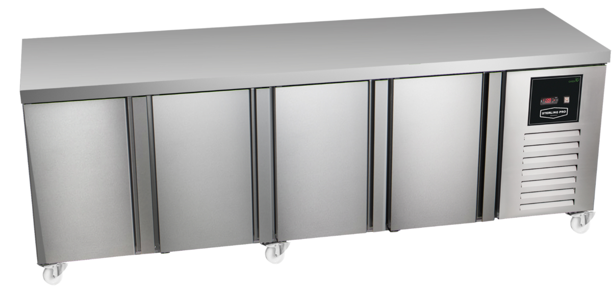 Sterling Pro Green SPI-6-250-40-NS Stainless Steel 4 Door Fridge Counter, 600mm Deep