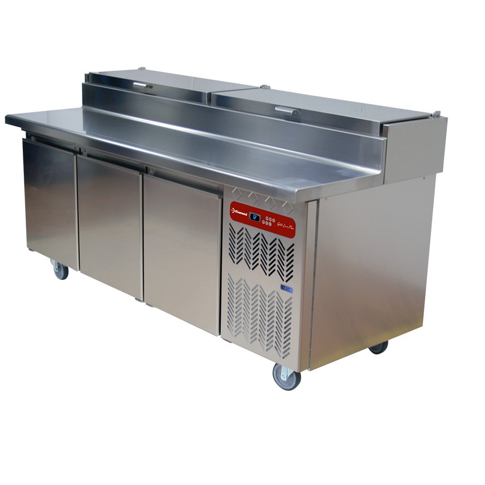 Diamond TS31-US/H 3 Door Preparation Refrigerated Saladette Counter, 10 x 1/3 GN