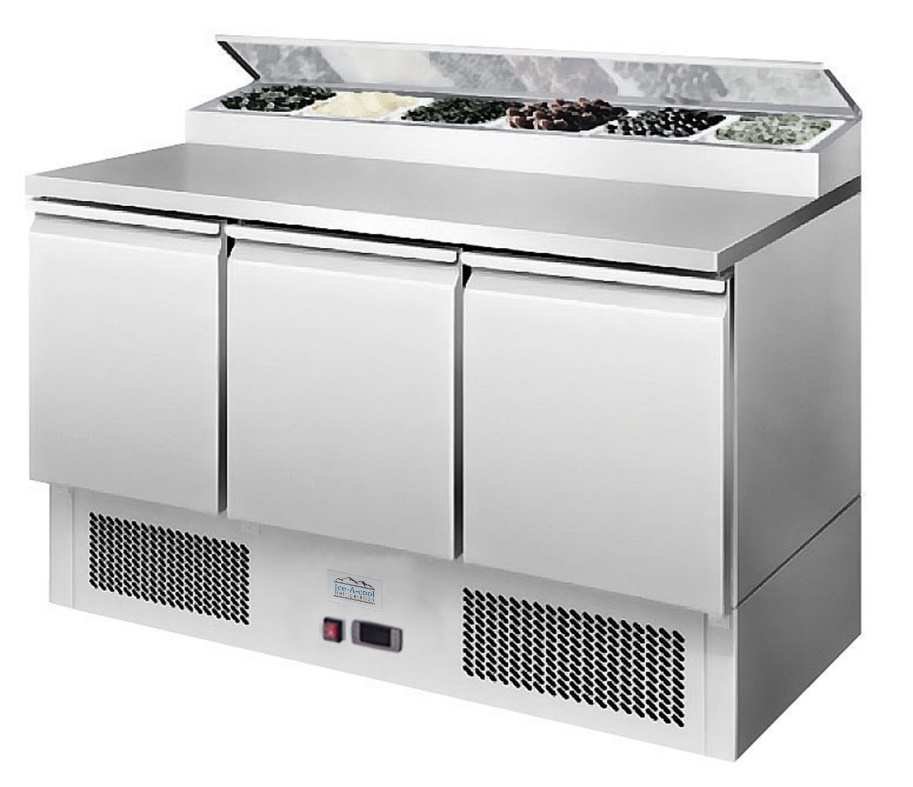 Ice-A-Cool ICE3869GR 3 Door Refrigerated Saladette Preparation Counter, 380 Litres