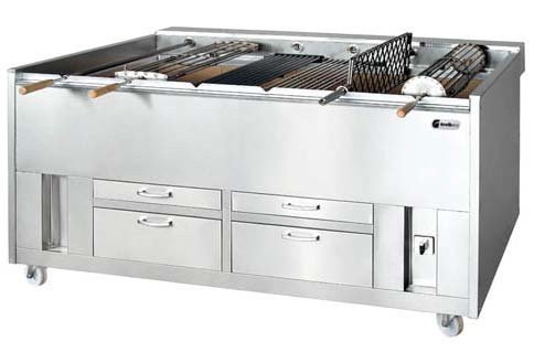 Grelhaco ROC1-032 Robata Charcoal chargrill with 3 rotating spits