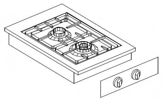 Giorik LPG4820D "Drop In" 2 burner gas boiling hob