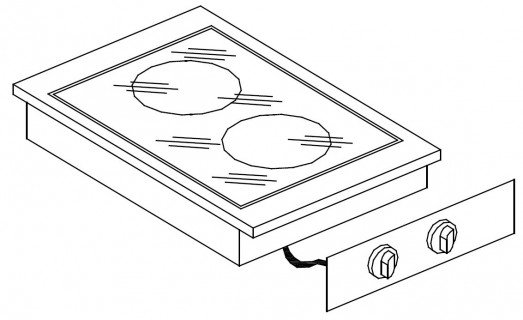 Giorik LPV6421D "Drop In" 2 Ring Ceramic hob