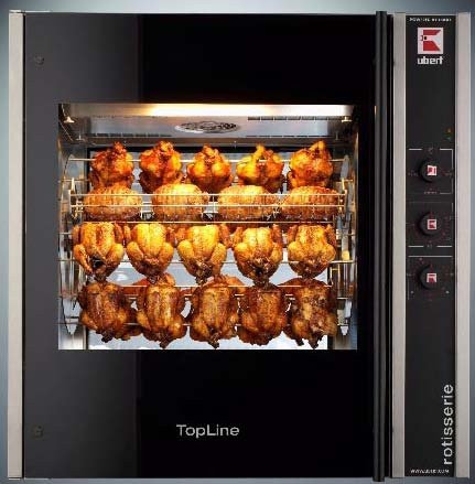 Ubert Topline RT406, Pass Thru "Hot air" electric rotisserie - 6 spits