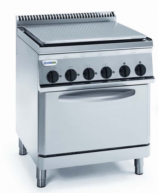 Tecnoinox PPF70V7 4 zone solid top electric range with electric fan oven