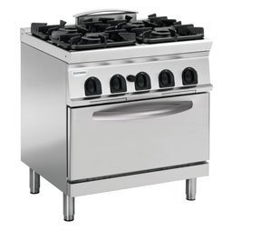 Tecnoinox PFG8V9 Heavy duty 4 burner range with electric fan oven