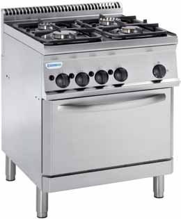 Tecnoinox PF70V7 Medium duty 4 burner range with electric fan oven