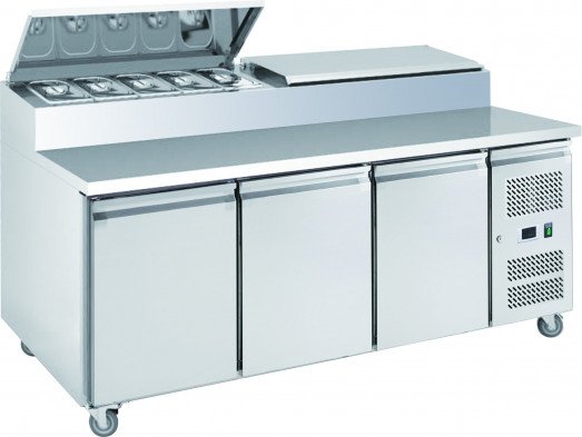 Chefs Range SP370 - 3 Door Prep counter - 8 x 1/3gn containers