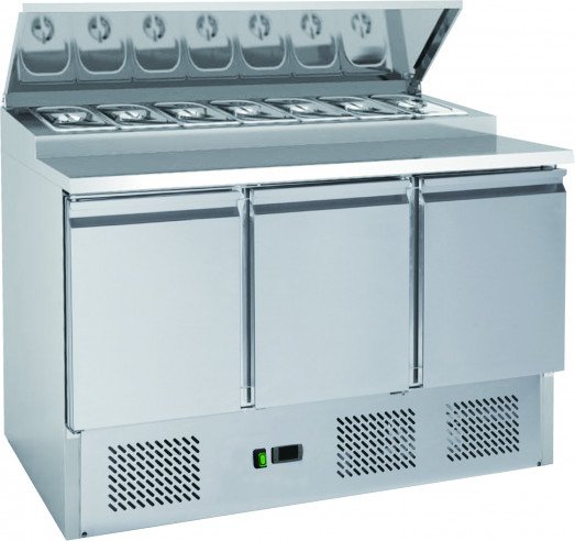 Chefs Range SP313 - 3 Door Prep counter - 7 x 1/3gn containers