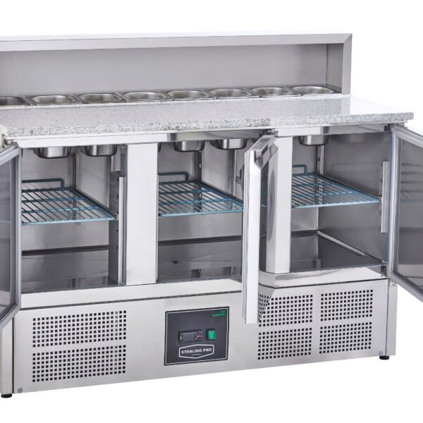 Sterling Pro Cobus SPU903PZ 3 Door Granite Top Pizza Counter, 8 x GN1/6, 402 Litres - view 6