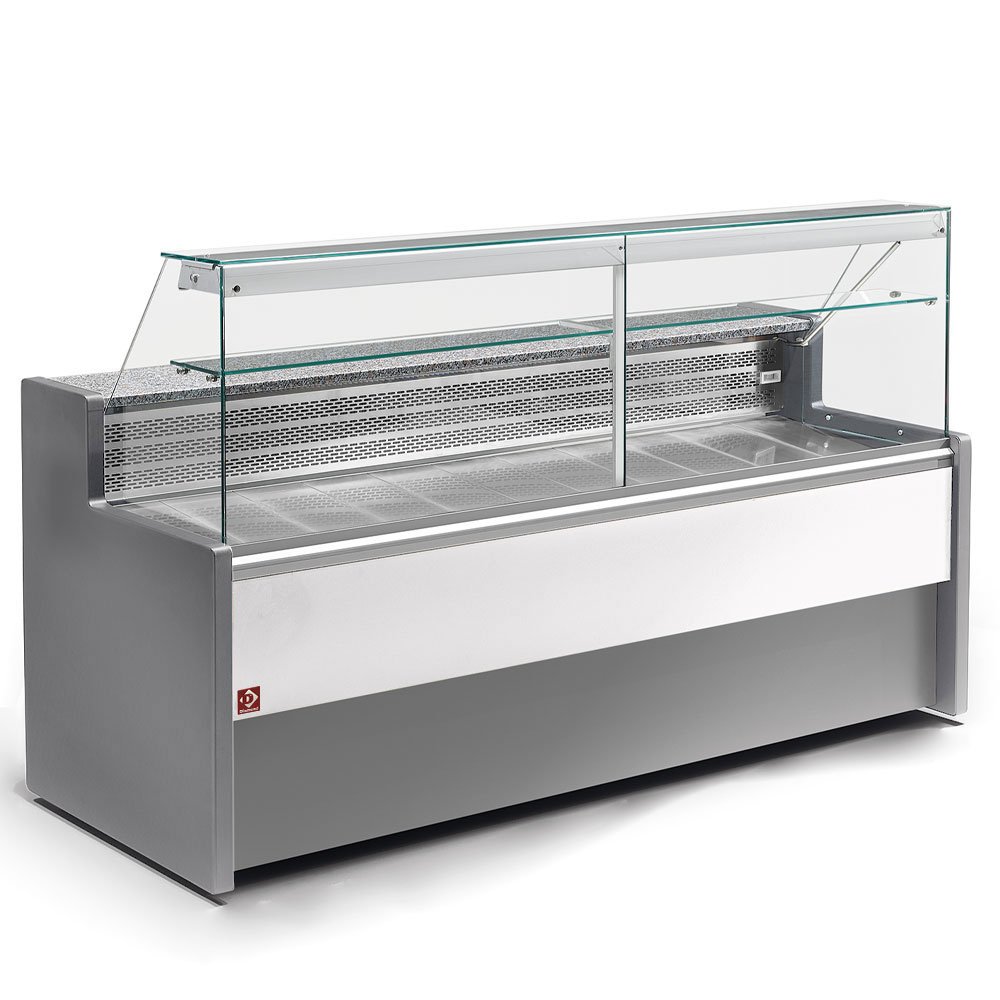Diamond RO25/E8-R2 Stainless Steel Flat Glass Refrigerated Serveover Display with Understorage, 2500mm