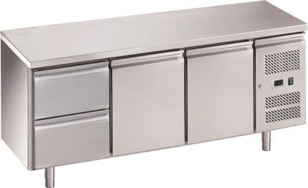 Chefs Range RC3H2D 3 Door Fridge Counter with castors + 1 bank of 2 drawers