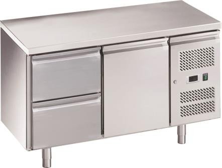 Chefs Range RC2H2D 2 Door Fridge Counter with castors + 1 bank of 2 drawers