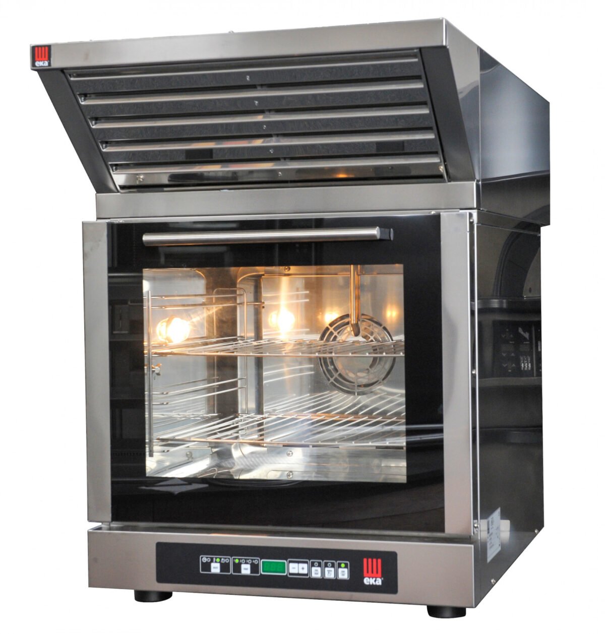 EKA EKF423 Compact 4 rack electric Convection oven with humidity control + Extraction canopy