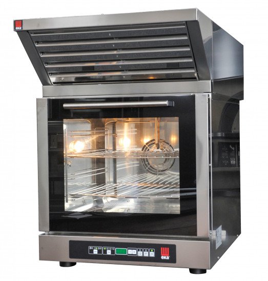 EKA EKF423 Compact 4 rack electric Convection oven with humidity control + Extraction canopy