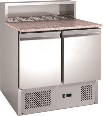 Chefs Range PSH900 - 2 Door Pizza Prep counter with granite top - 5 x 1/6gn containers