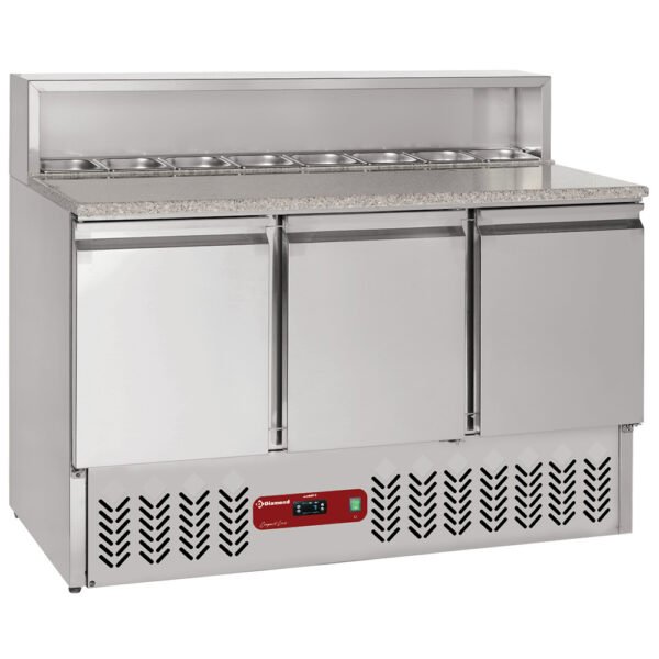 Diamond SR3/R6 3 Door Preparation Refrigerated Saladette Counter, 8 x 1/6 GN