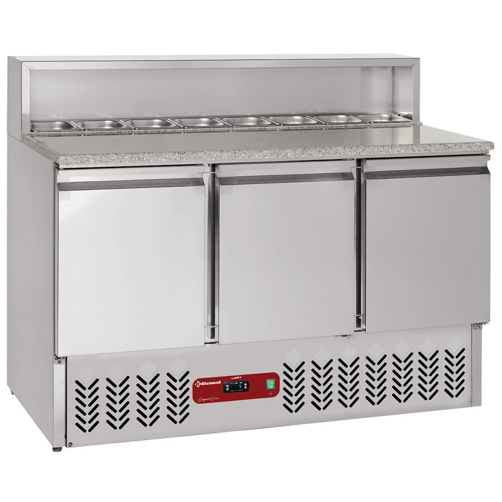 Diamond SR3/R6 3 Door Preparation Refrigerated Saladette Counter, 8 x 1/6 GN