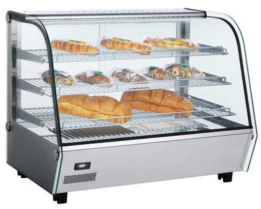 Chefs Range RTR160L - Heated 3 Tier Cuved Glass Counter top display