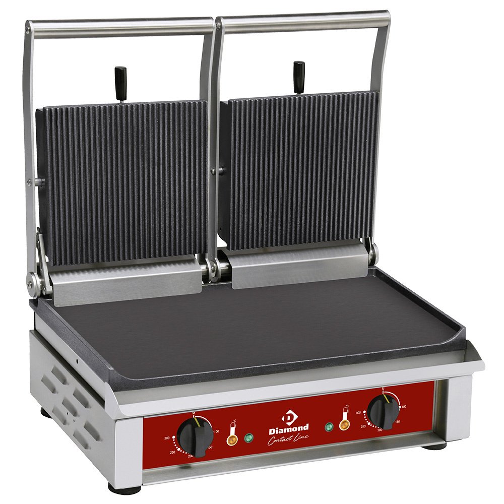 Diamond CONTACTDG2/SN Double Ribbed Top Smooth Contact Bottom Grill, 4kW