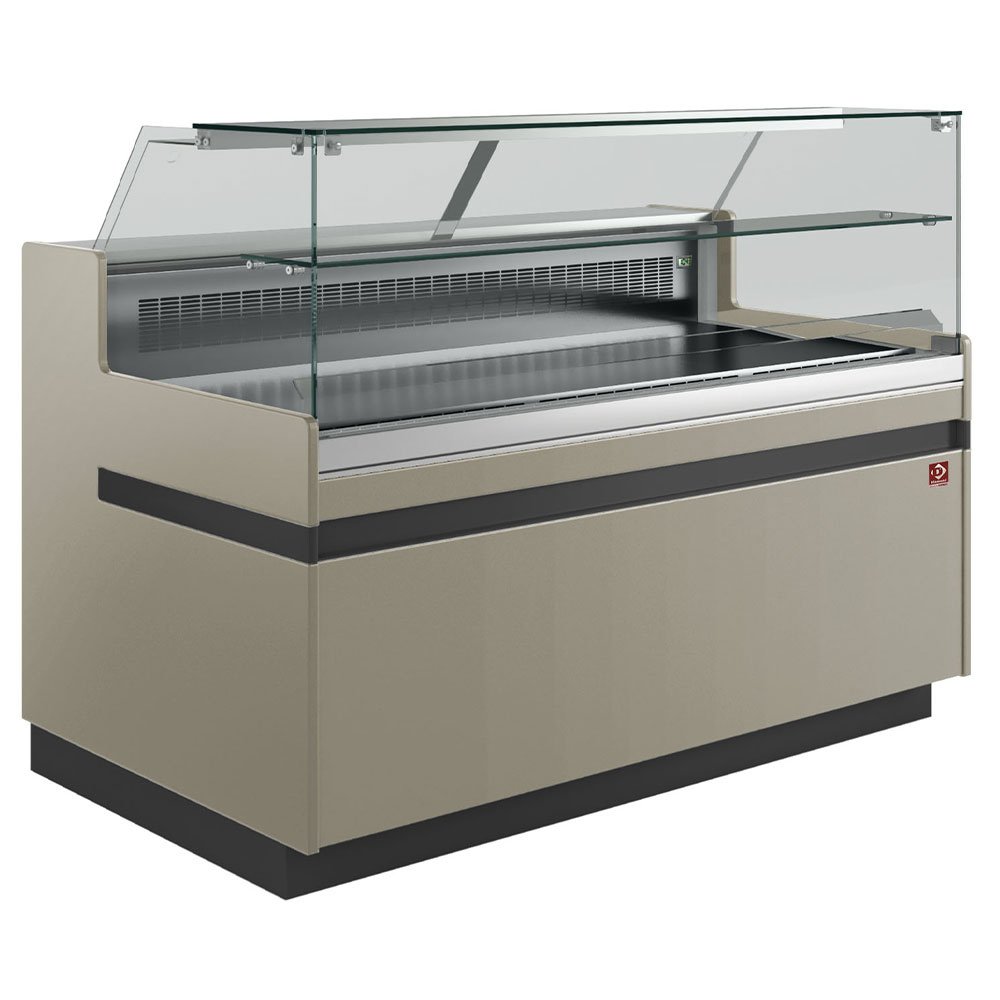 Diamond VB10XC2/R2 Flat Glass Taupe Refrigerated Serveover Counter, 2138mm