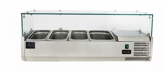 Chefs Range TU120013G 1200mm Glass Topping well 3 x 1/3gn + 1 x 1/2gn