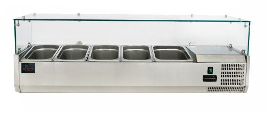 Chefs Range TU140013G 1400mm Glass Topping well 4 x 1/3gn + 1 x 1/2gn