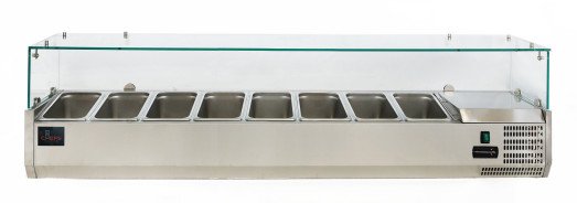 Chefs Range TU180013G 1800mm Glass Topping well 8 x 1/3gn