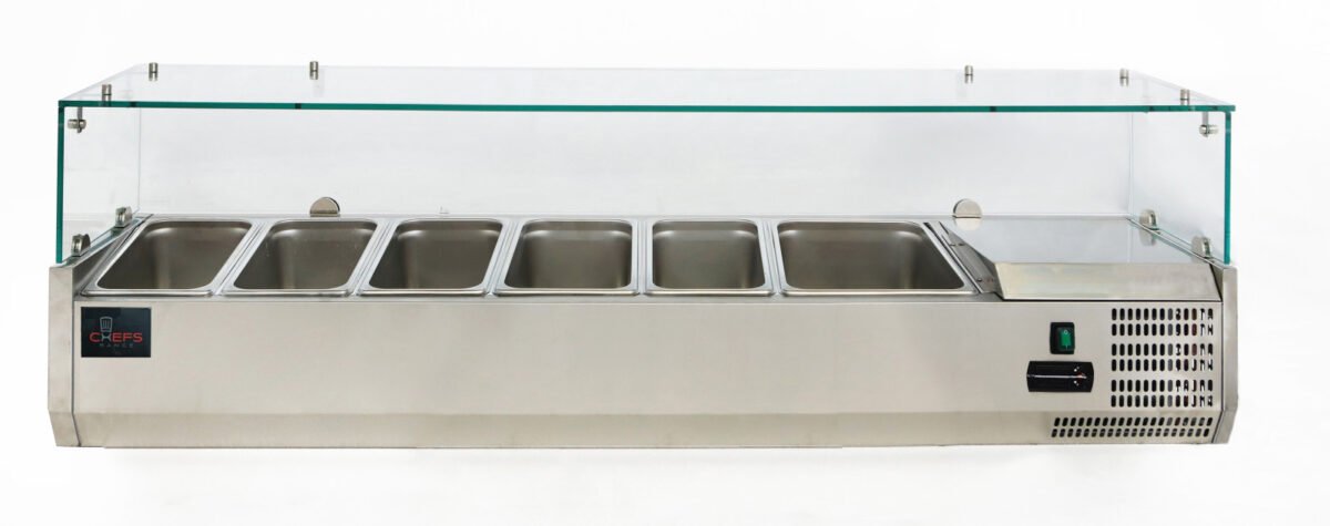Chefs Range TU150013G 1500mm Glass Topping well 5 x 1/3gn + 1 x 1/2gn