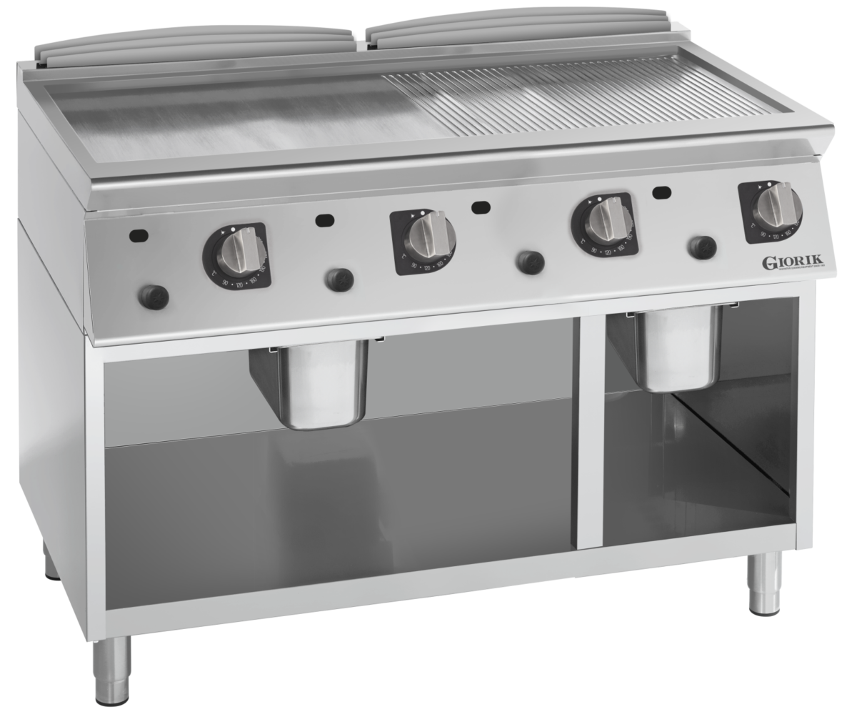Giorik FMG76GCRX - 4 Zone Gas griddle - 1/2 Smooth + 1/2 ribbed plate chrome plated