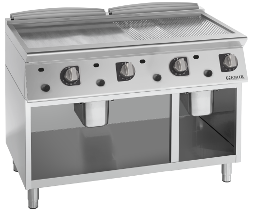 Giorik FMG76GCRX - 4 Zone Gas griddle - 1/2 Smooth + 1/2 ribbed plate chrome plated