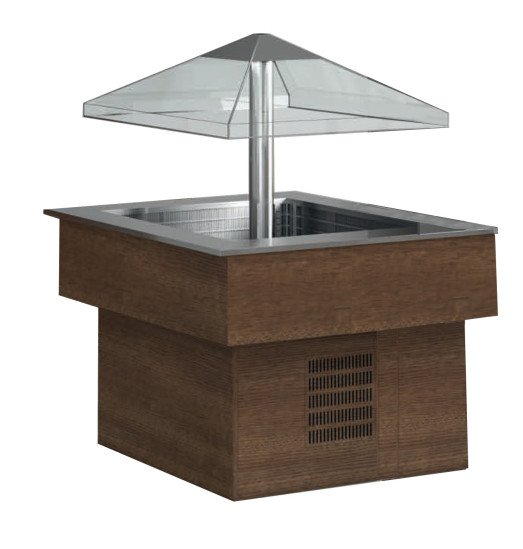 Emainox "Isola" Mobile Salad Bar with motorised sneeze guard - 4 x 1/1gn