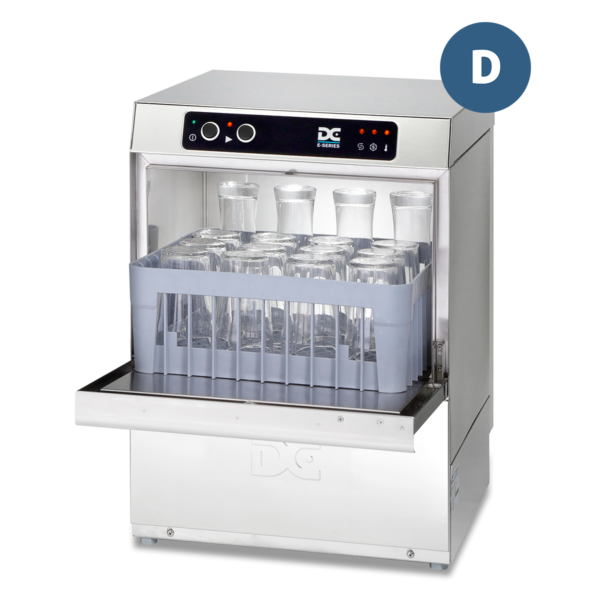 DC EG40D Economy Range 400mm Basket Frontloading Commercial Glasswasher with Drain Pump, 16 Pint Capacity