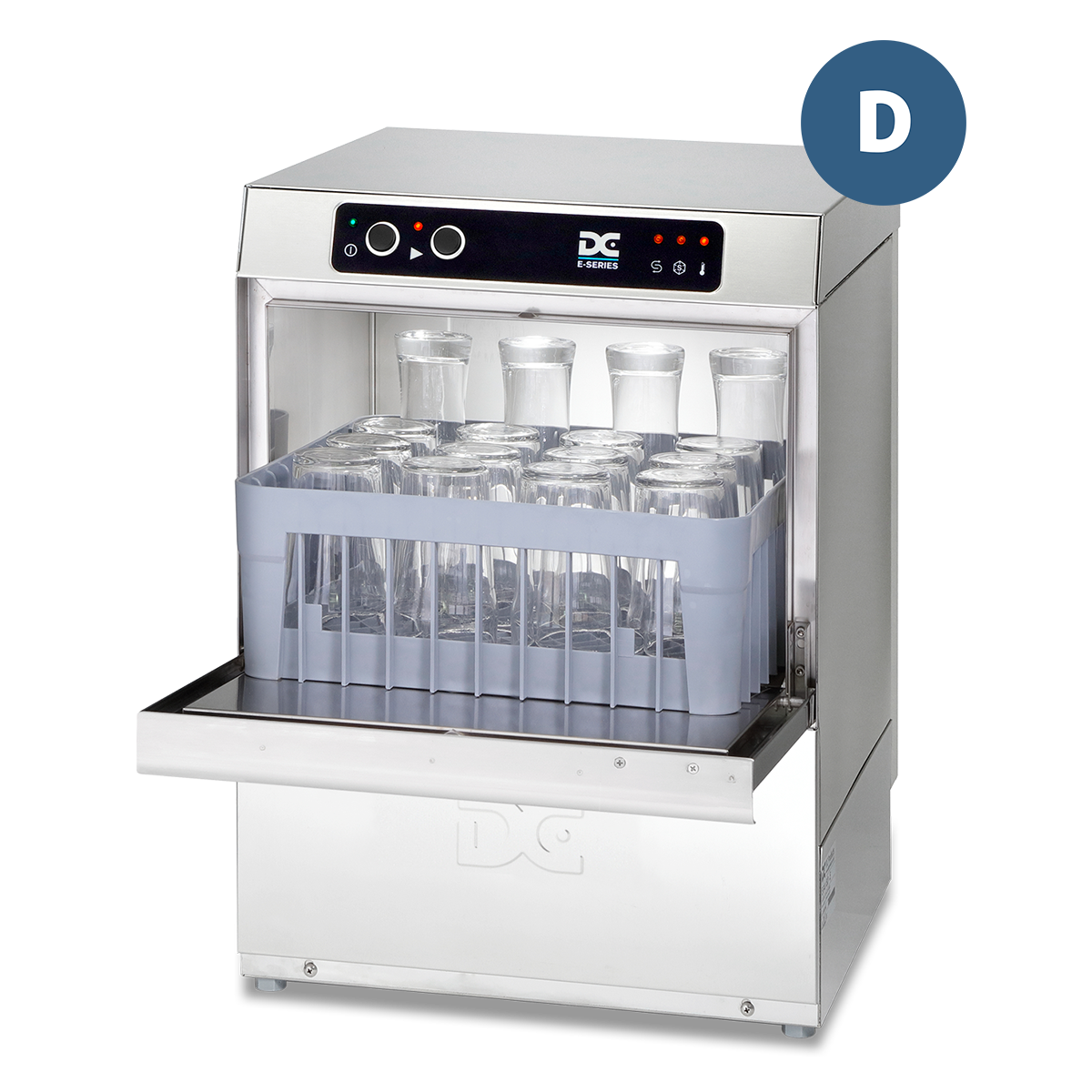 DC EG40D Economy Range 400mm Basket Frontloading Commercial Glasswasher with Drain Pump, 16 Pint Capacity
