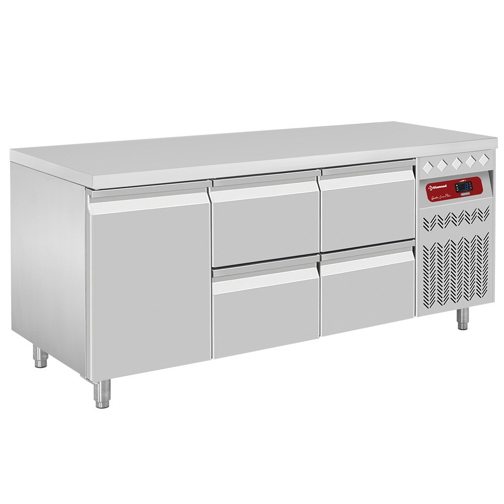 Diamond DT178/P9_2XCA1/2-P9 1 Door Refrigerated Preparation Counter with 4 Drawers, 405 Litres