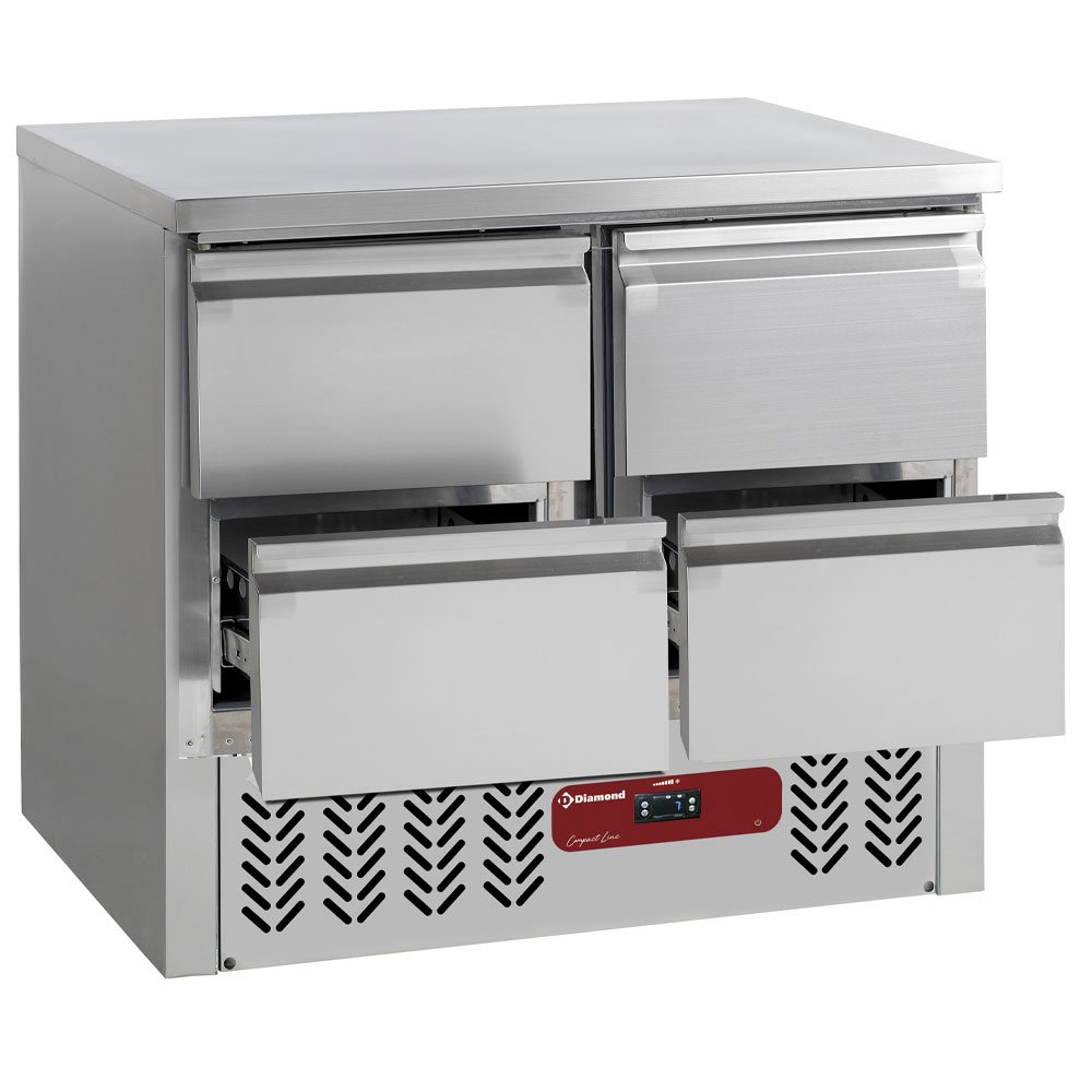 Diamond SA2/R6_2XGC1/2/R6 Stainless Steel Refrigerated Counter with 4 Drawers, 240 Litres