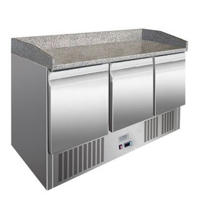Ice-A-Cool ICE3852GR 3 Door Marble Top Refrigerated Preparation Counter, 380 Litres