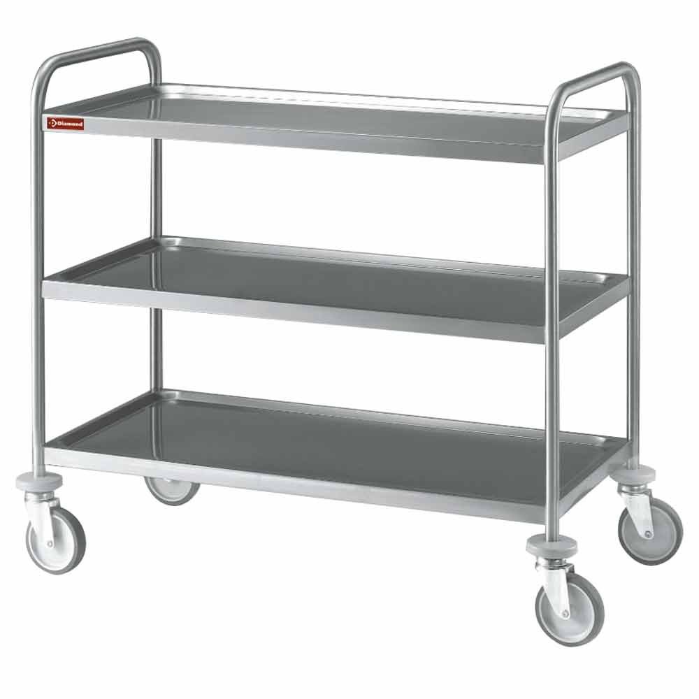 Diamond CR3/100B Stainless Steel 3 level Serving trolley