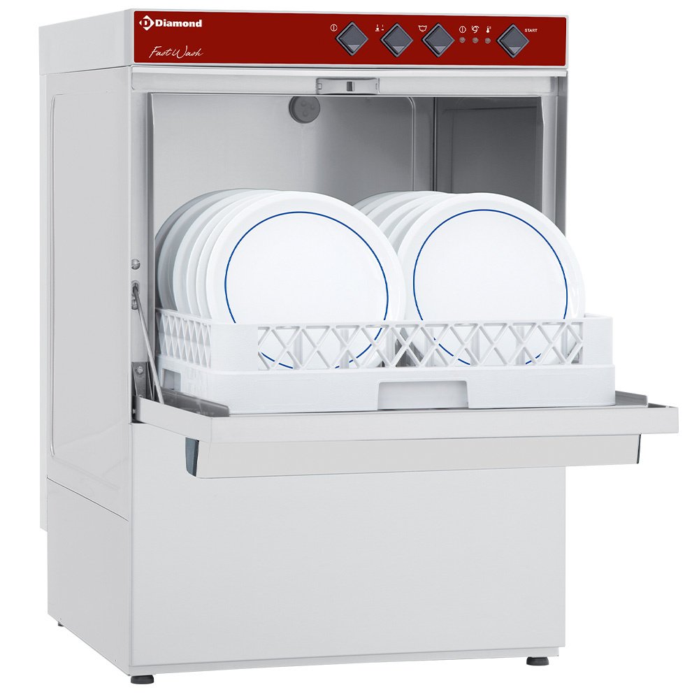 Diamond DC502/6M-A 500mm Basket Frontloading Dishwasher with Integral Softener, 18 Plates