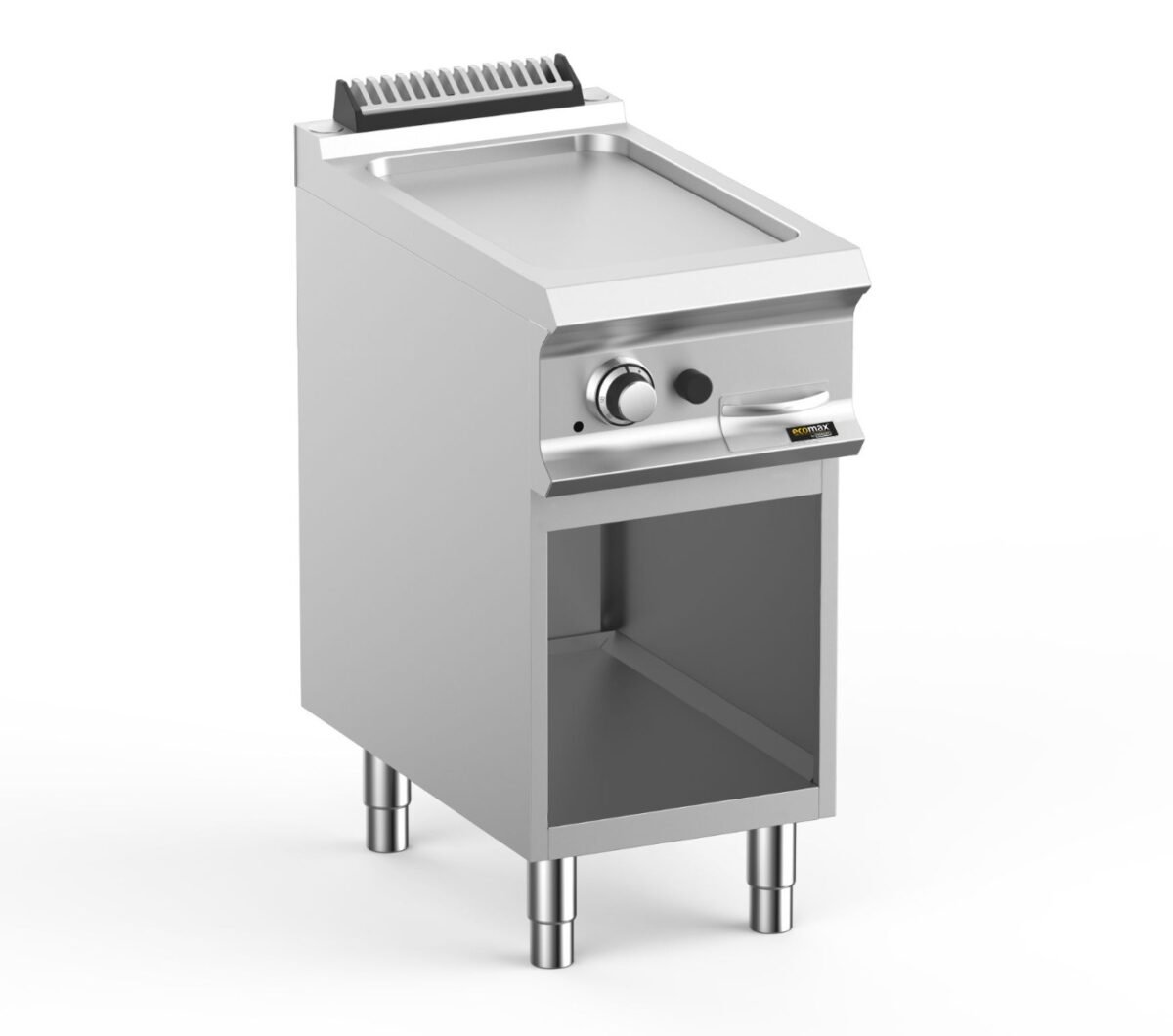 Hobart Ecomax HEFTBG74AL Smooth Griddle on Open Cupboard, 7kW