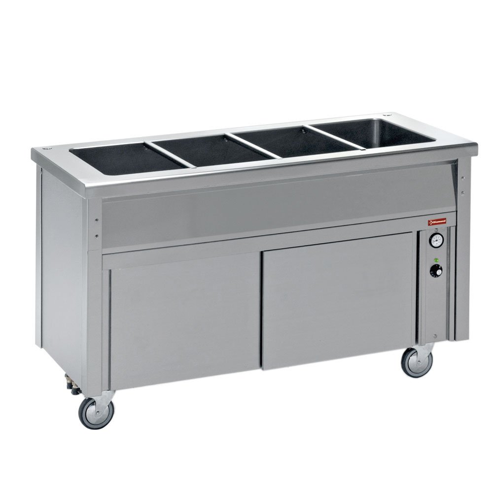 Diamond BA15 Electric Bain Marie on Neutral Closed Cupboard, 4 x 1/1 GN