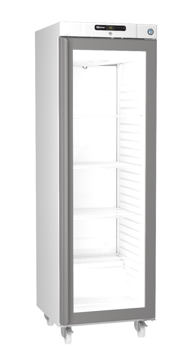 Hoshizaki Compact FG420 L-C DR G U Glass Single Door Stainless Steel Upright Display Freezer, 343 Litres