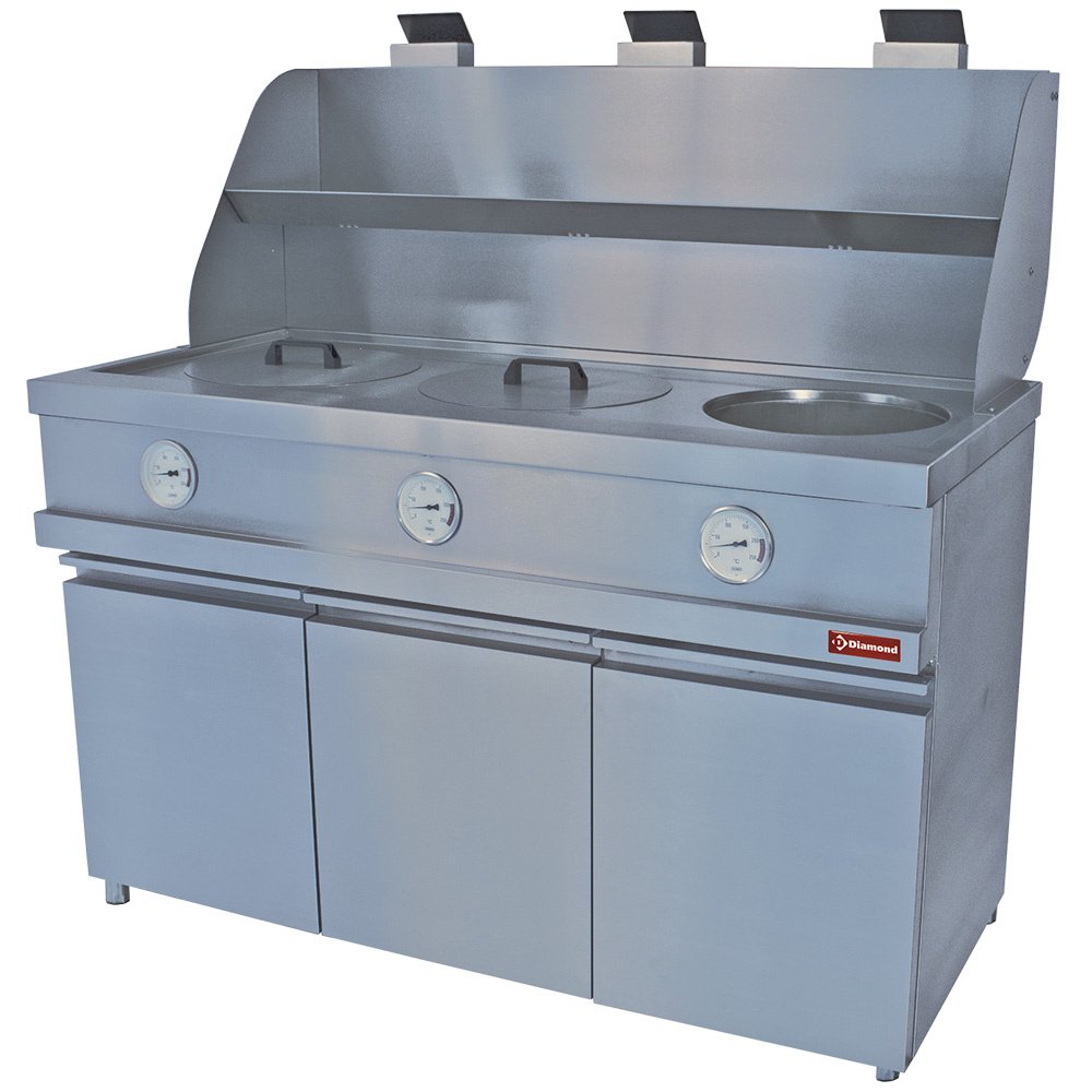 Diamond MIKA/3-MC Heavy Duty Freestanding Gas fryer with 3 Round Basins