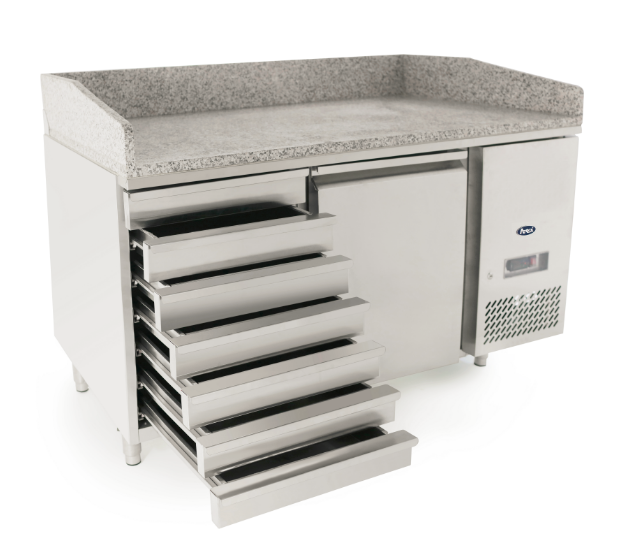 Atosa EPF3490GR + VRX1500/330 Single Door Granite Top Salad Preparation Counter Table with VRX unit & GN Pans, 125 Litres