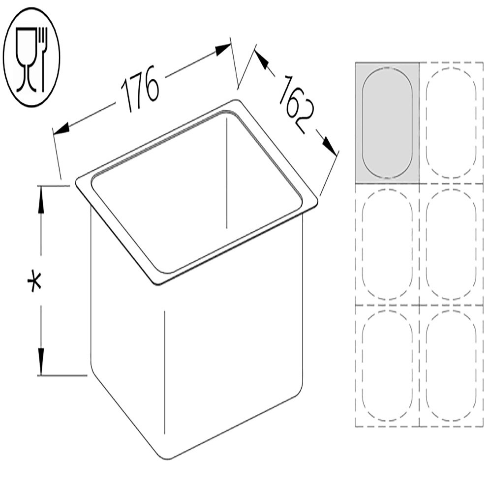Diamond B/GN1/6-100 Gastronorm Tub 1/6 H100 Mm