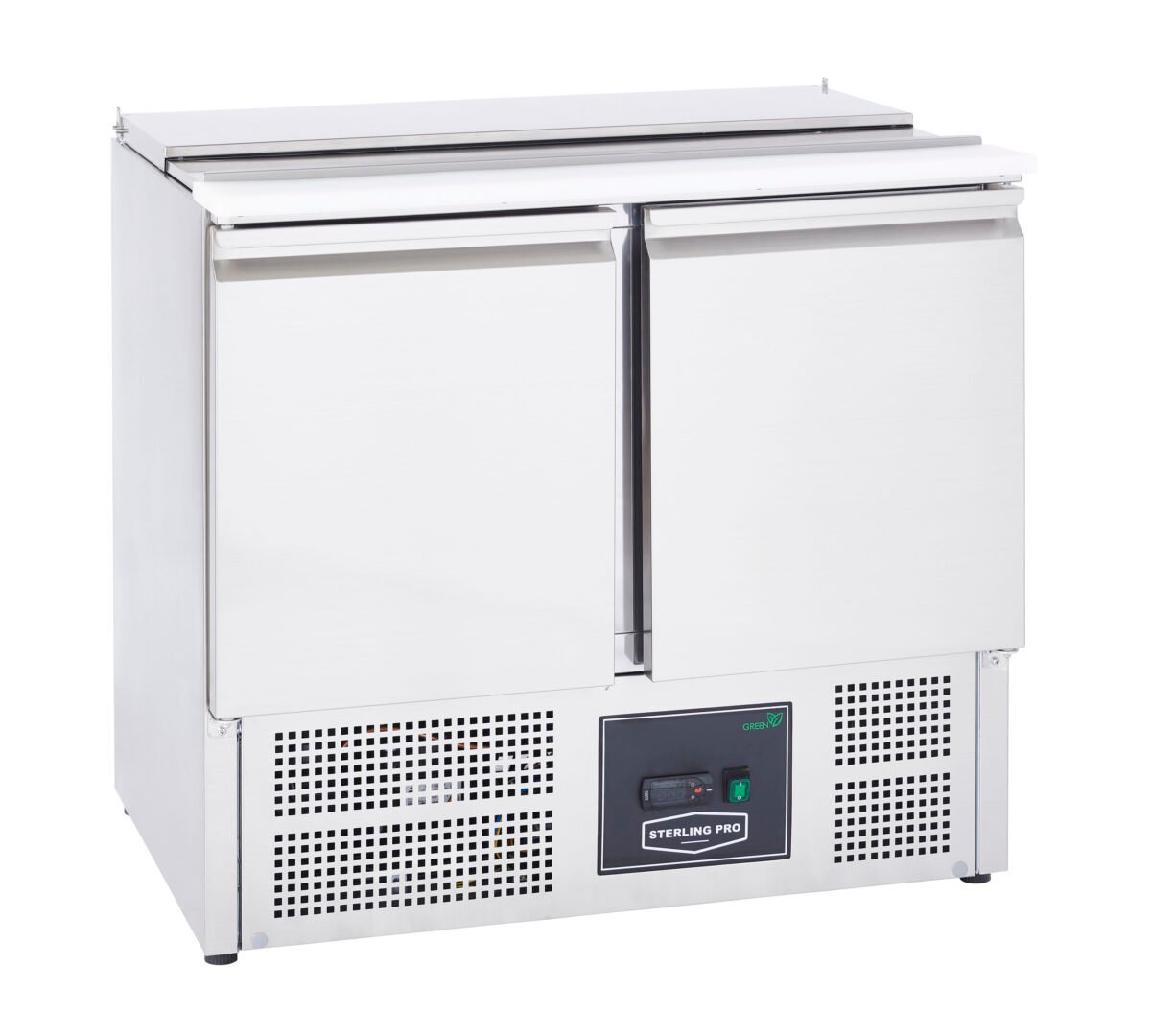 Sterling Pro Cobus SPU200SL 2 Door Hinged Lid & Chop Board Saladette Counter, 240 Litres