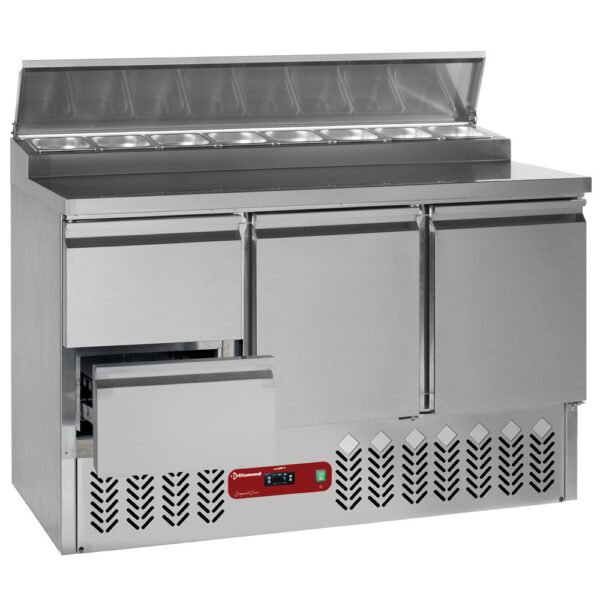 Diamond SALP3/R6_GC1/2/R6 2 Door & 2 Drawer Refrigerated Saladette Counter with Lid, 8 x 1/6 GN