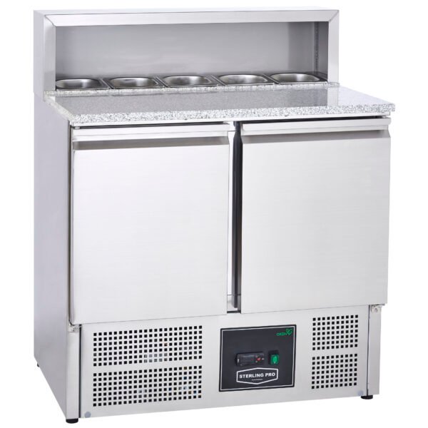 Sterling Pro Cobus SPU902PZ 2 Door Granite Top Pizza Counter, 5 x GN1/6, 240 Litres