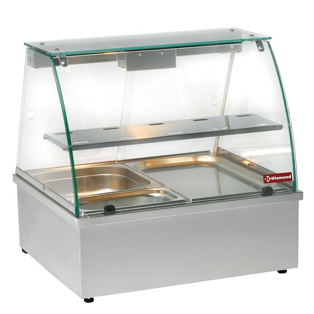Diamond VBE-211 Panoramic Heated Bain Marie Display Case, 2 x 1/1 GN
