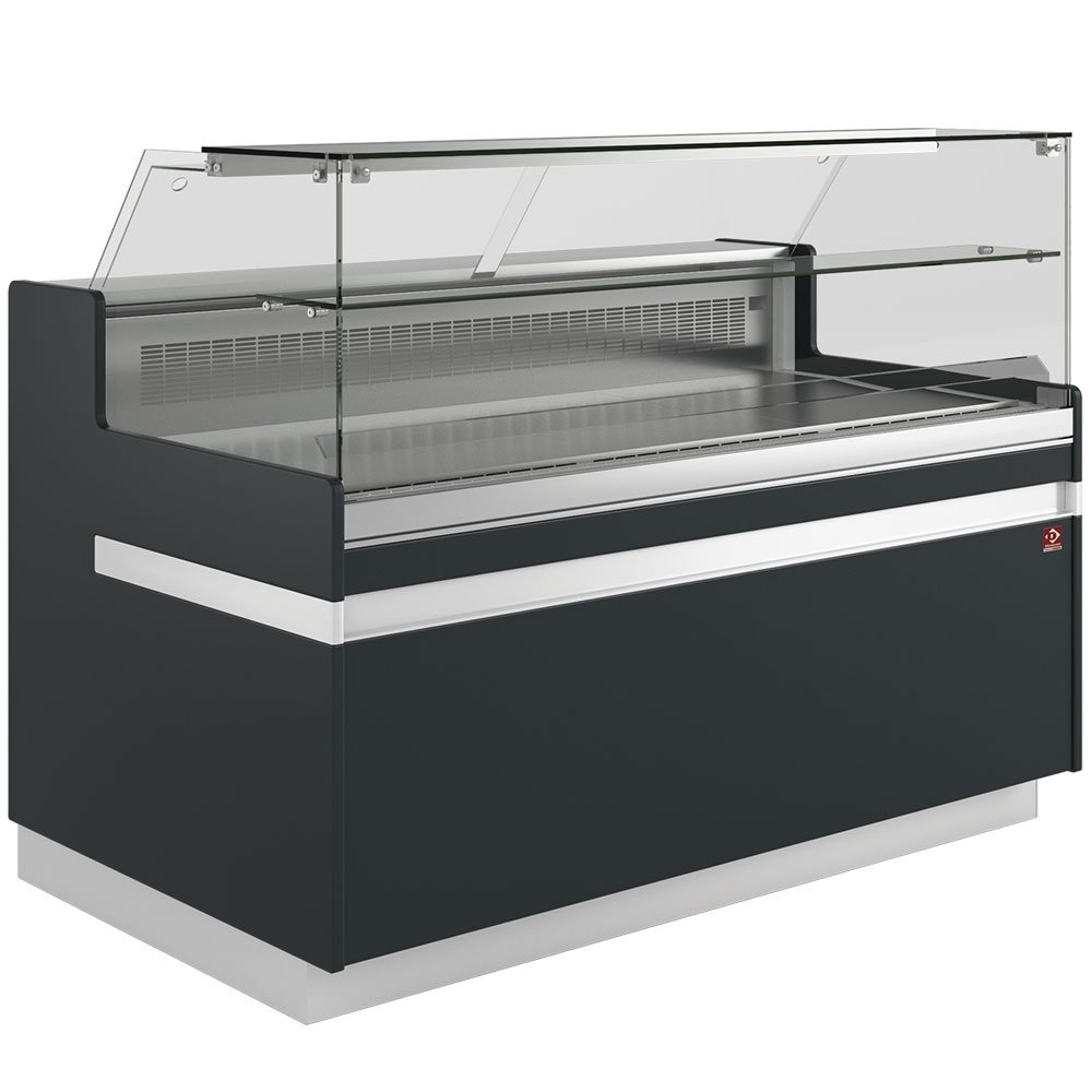 Diamond VB13XA1/R2 Flat Glass Black Refrigerated Serveover Counter, 1738mm