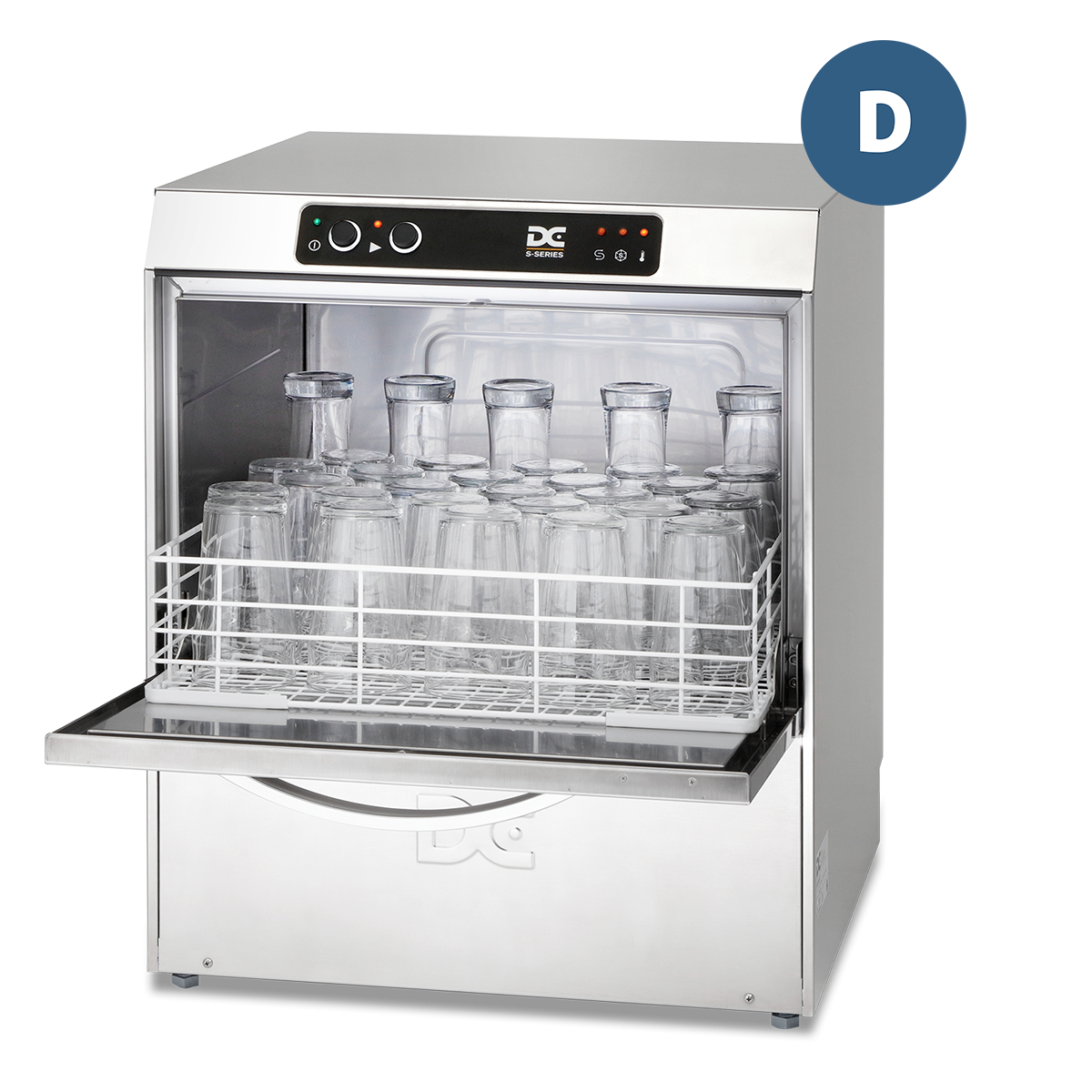 DC SG50D Standard Range 500mm Basket Frontloading Commercial Glasswasher with Drain Pump, 30 Pint Capacity